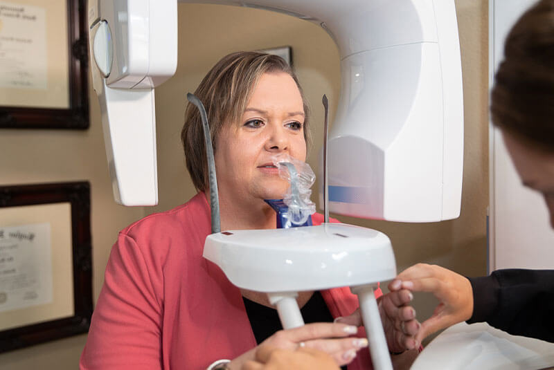 dental patient receoving CBCT scan